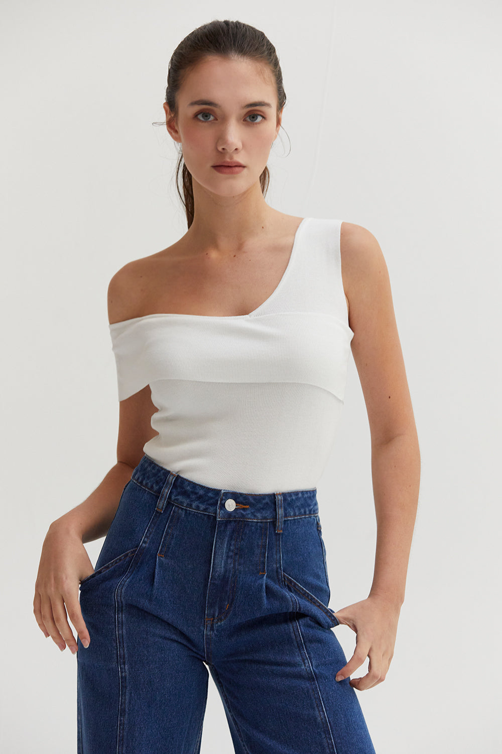 Micah One Shoulder Knit Top