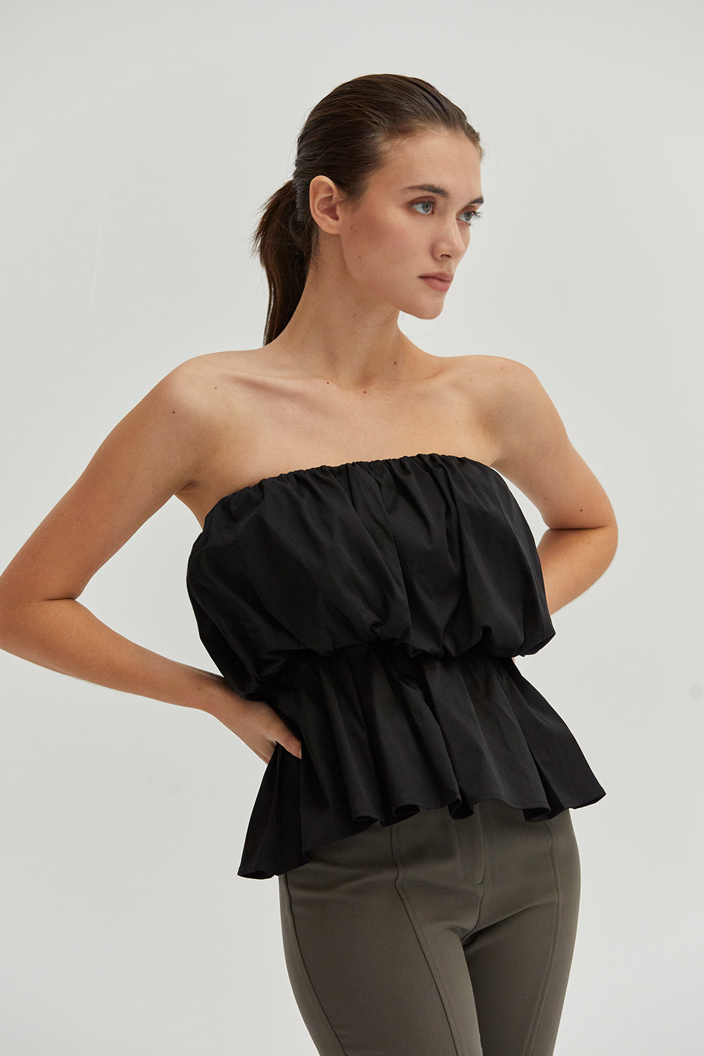 Arianna Balloon Peplum Tube Top