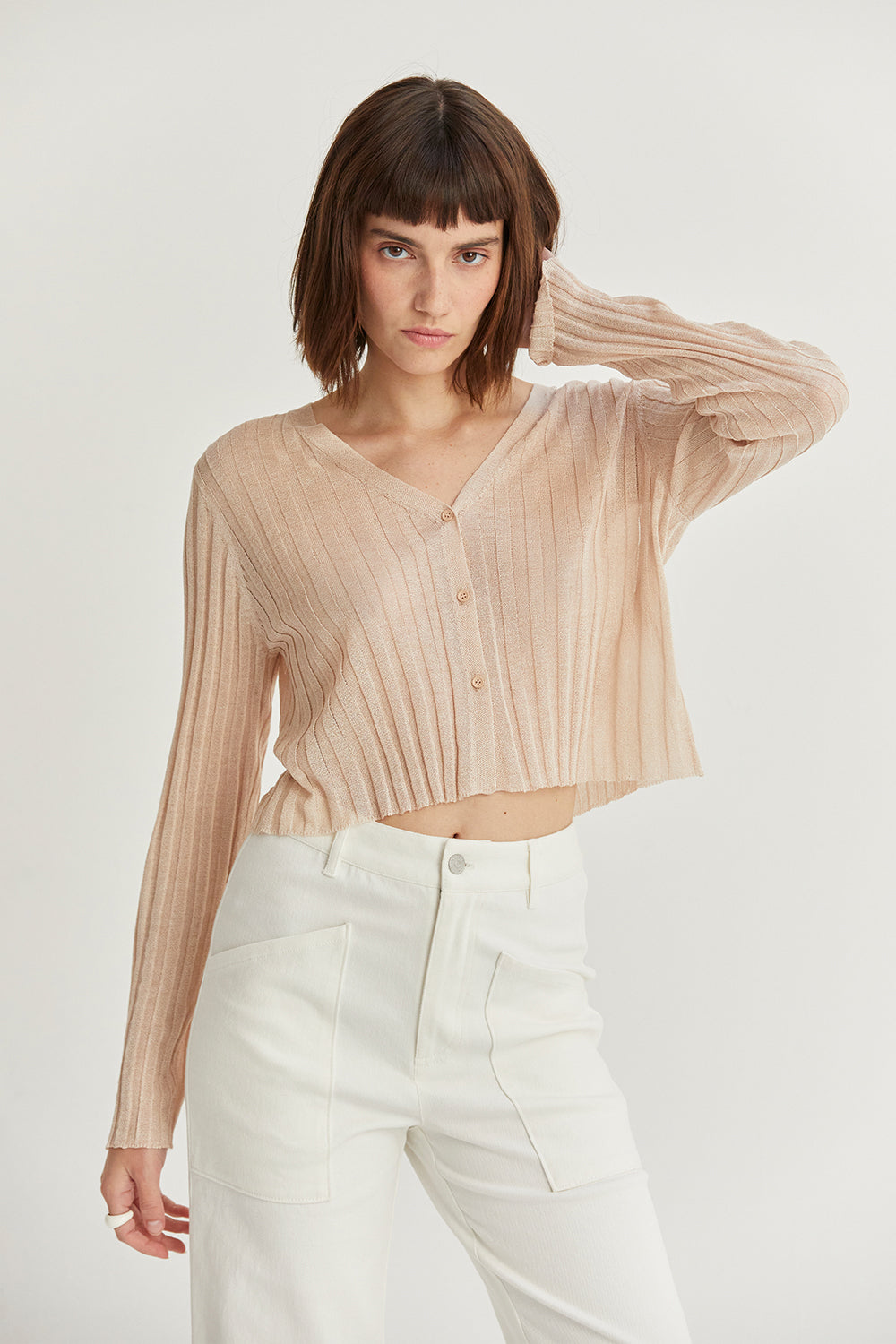 Leah Sheer Rib Cardigan