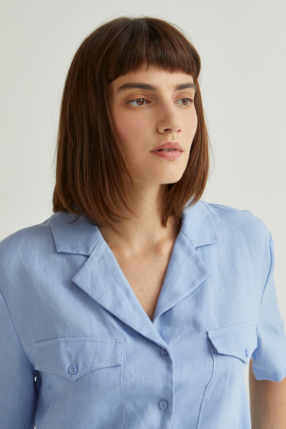 Clara Linen Button Up Top