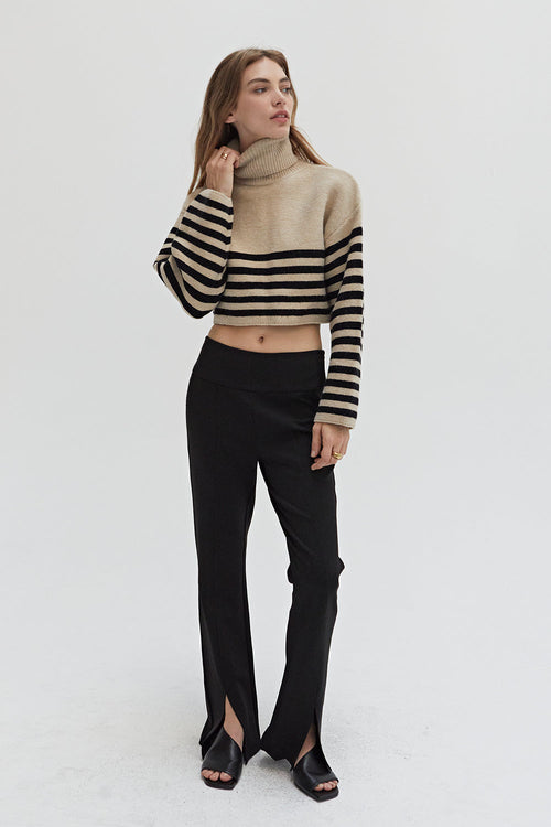 Avery Turtleneck Striped Sweater Top