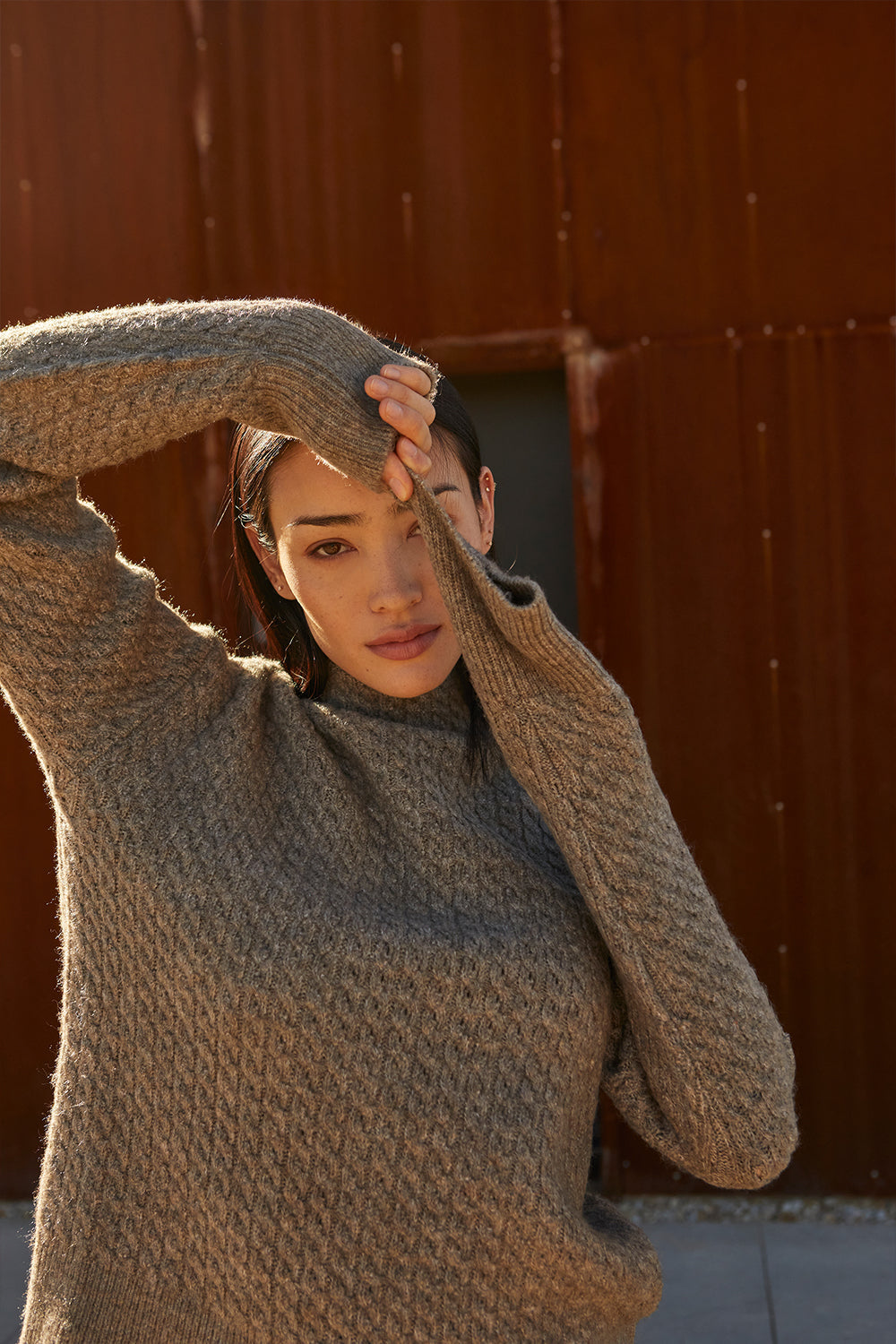 Emmi Cable Knit Mock Neck Sweater