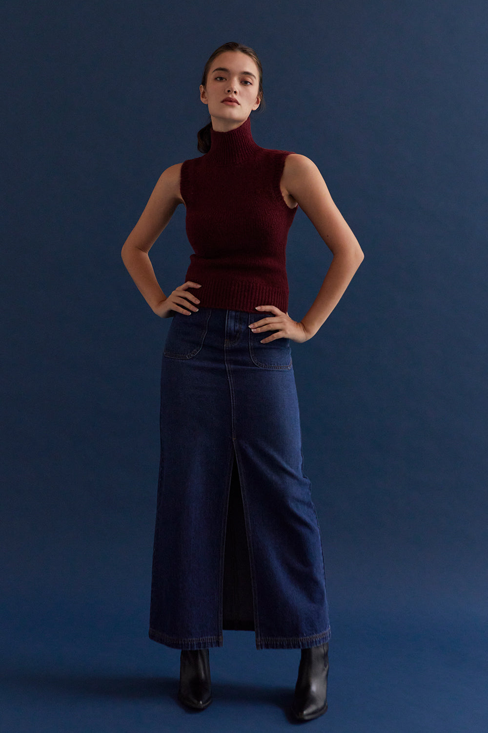Yosira Sleeveless Turtleneck Sweater Top