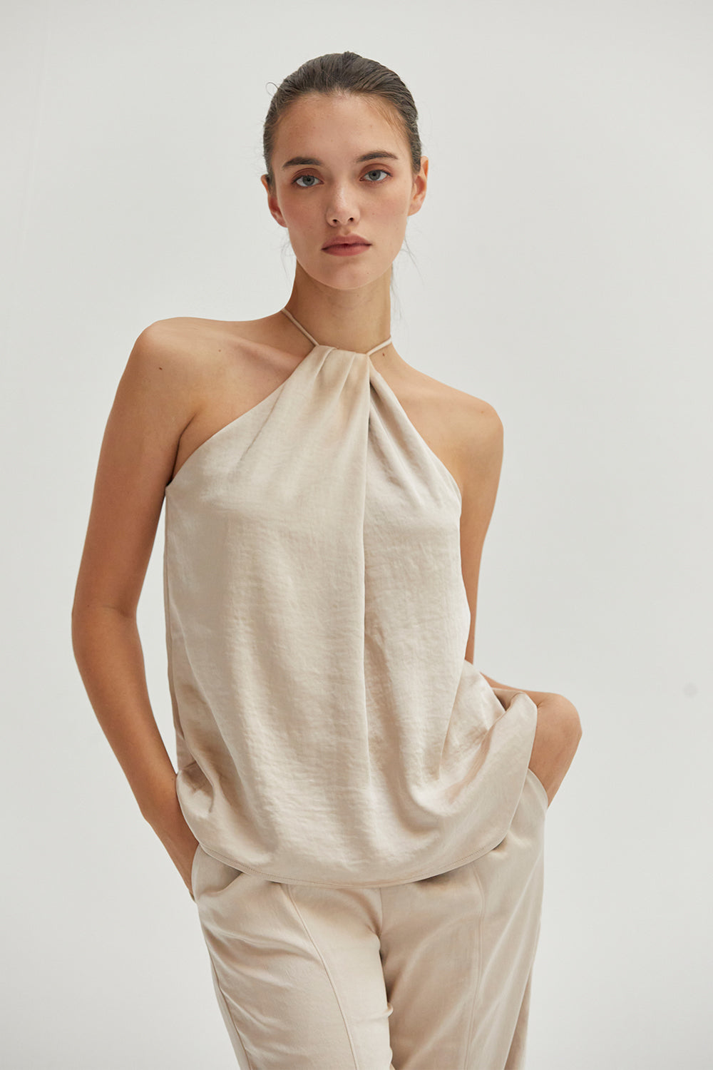 Maria Satin Halter Top